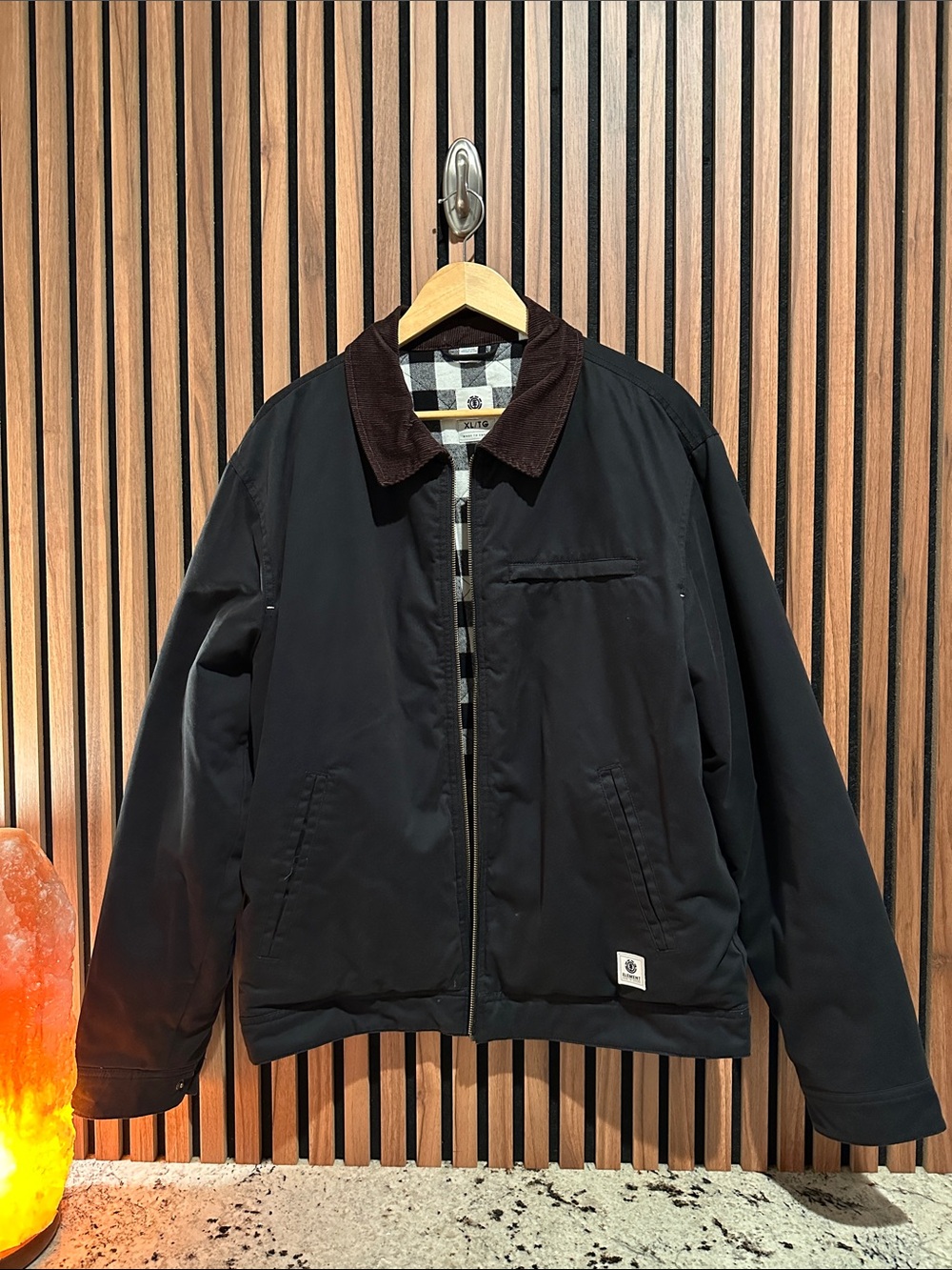 Element Black Bomber Jacket with Dark Brown Corduroy Collar